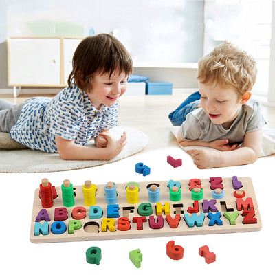 Sendida Alphabet Number Montessori Toys Wood Puzzles ABC Letters Educational Sorting Count Toy