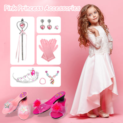 Teensymic Princess Dress Up Girls Toys, Toddlers Pretend Play, Little Girls Role Play, Kids Jewelry, Princess Accessories Shoes, Girl Toys Age 3 4, Girls Gifts, Birthday Gifts for 3 4 Year Old Girls