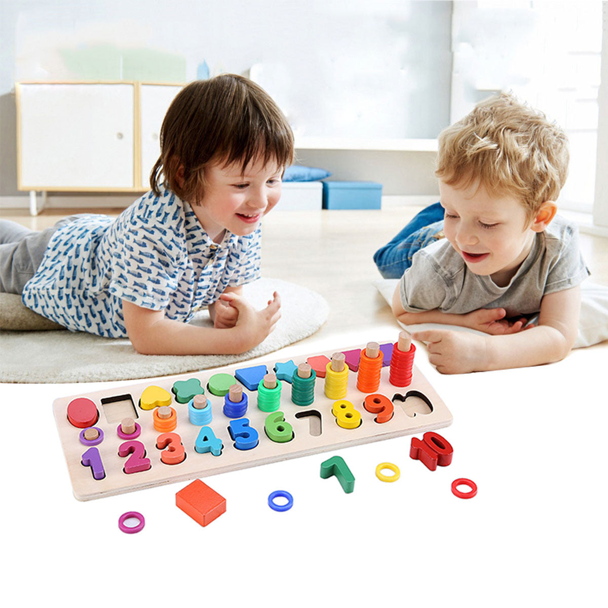 Sendida Shape Sorter Number and Math Stacking Blocks Toddlers Learning Toys