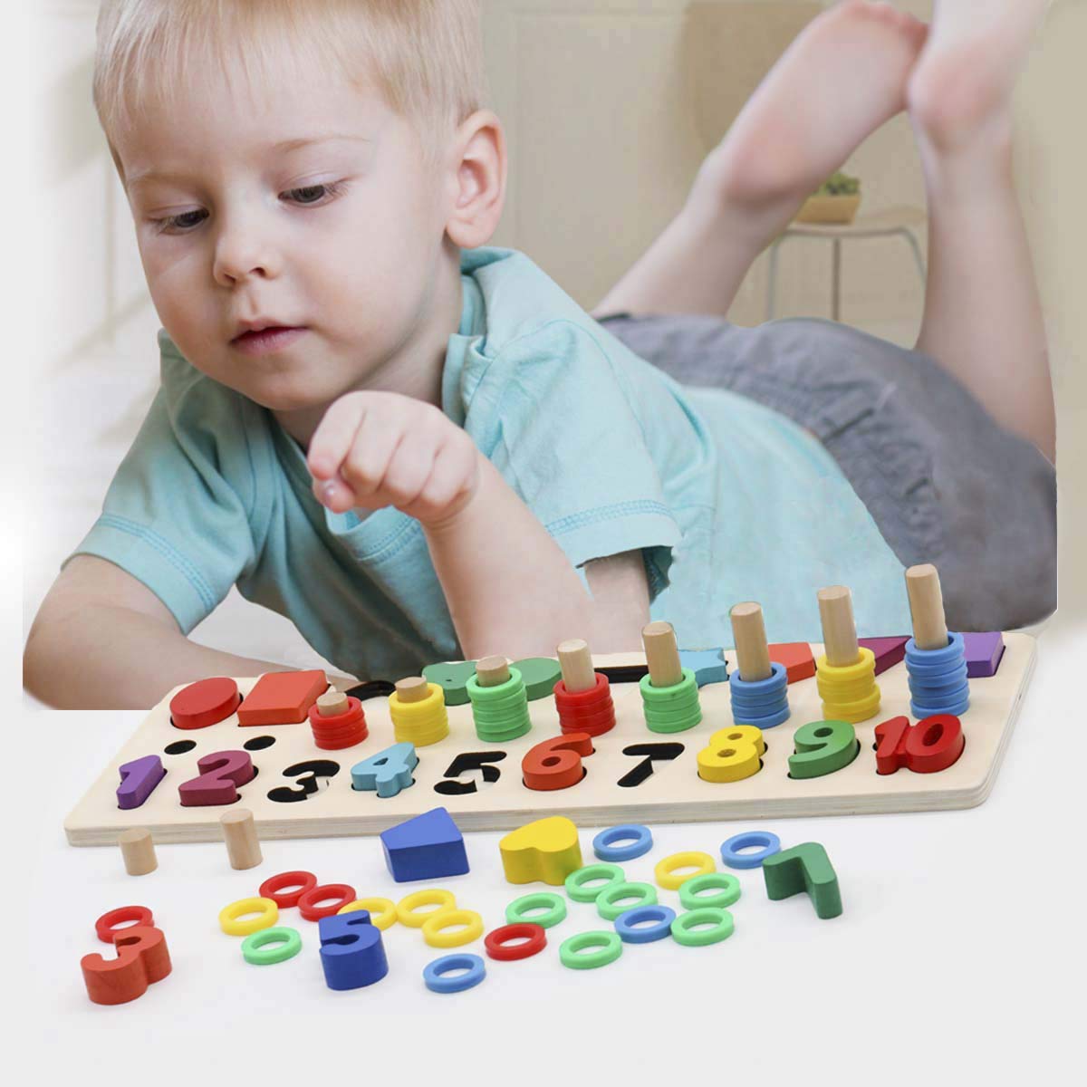 Sendida Shape Sorter Number and Math Stacking Blocks Toddlers Learning Toys