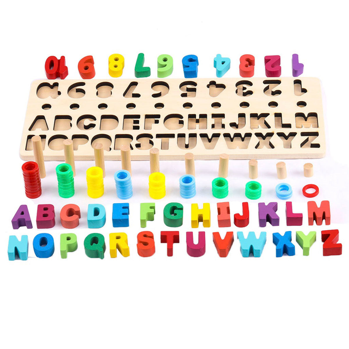 Sendida Alphabet Number Montessori Toys Wood Puzzles ABC Letters Educa -  Sdida