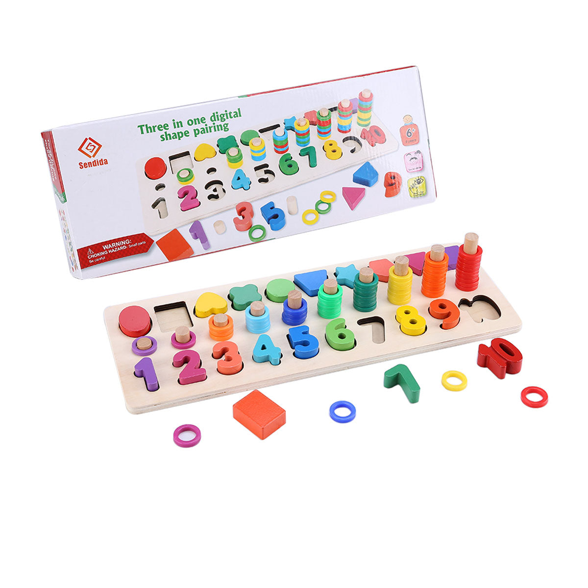 Sendida Shape Sorter Number and Math Stacking Blocks Toddlers Learning Toys